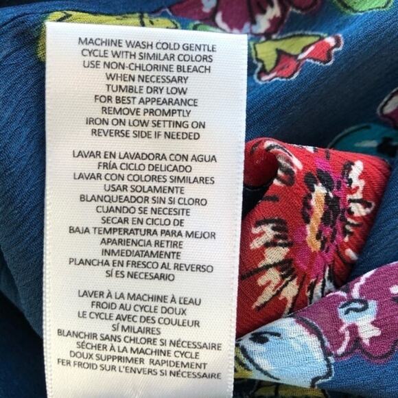 Kut from the Kloth Blue Floral Sheer Top Blouse Size Medium - Picture 13 of 13